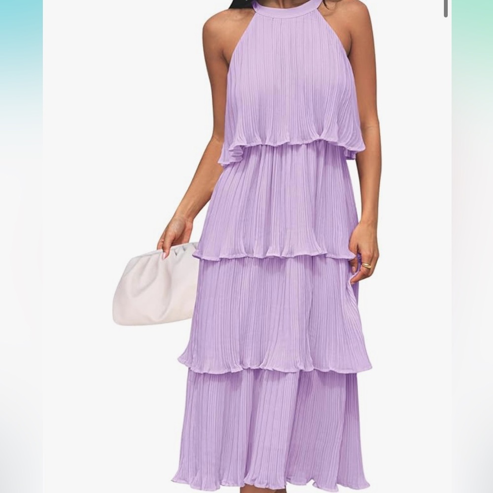 Chic Lilac Tiered Midi Dress